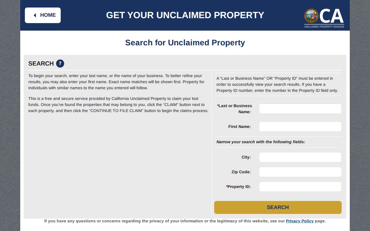 Saratoga people search California unclaimed property lookup