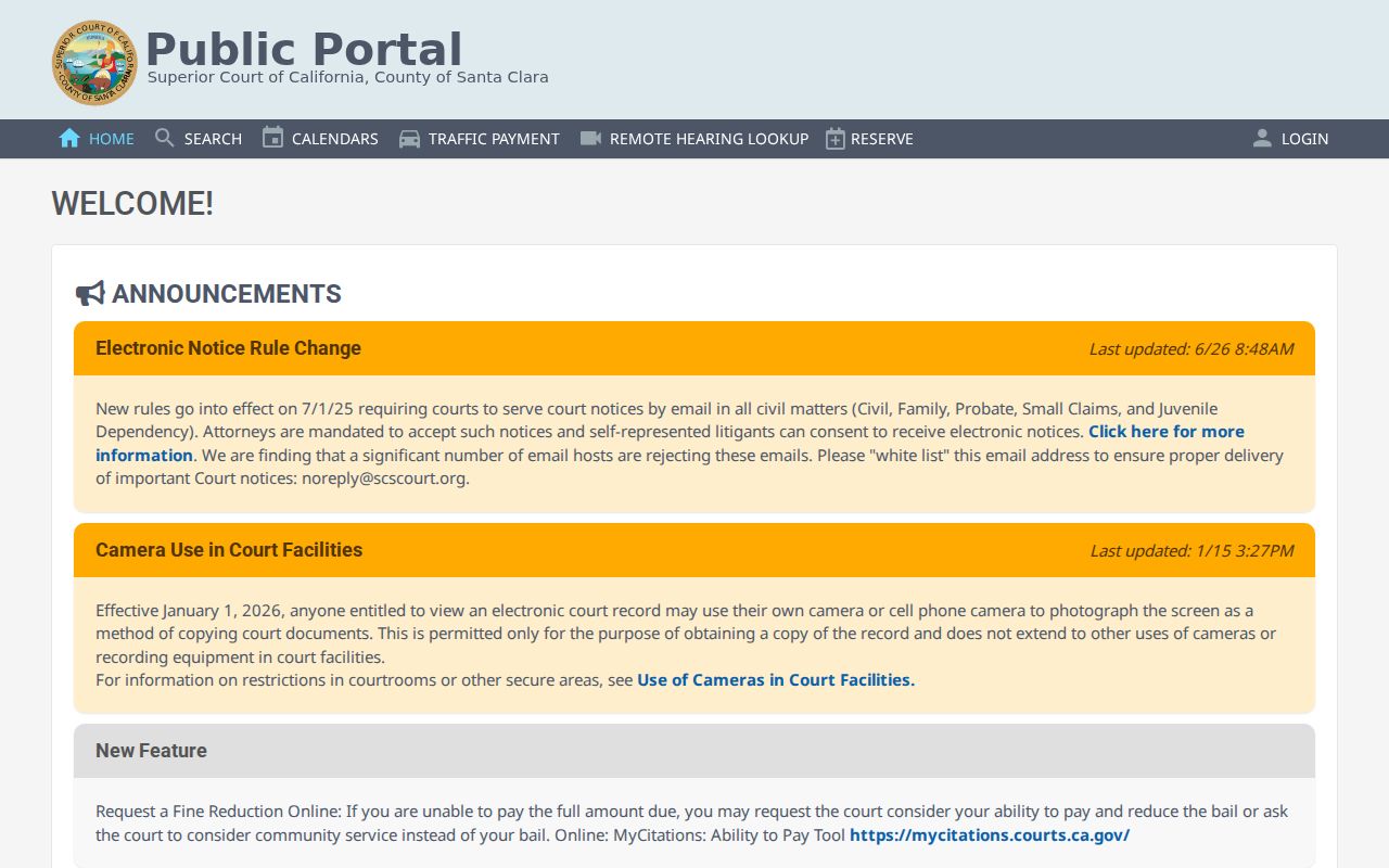 Saratoga people search Santa Clara court case portal