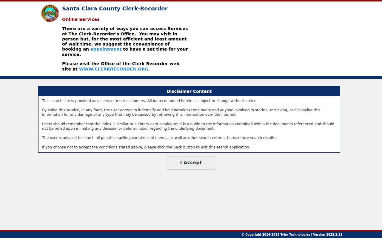 Saratoga people search Clerk-Recorder Self-Service portal