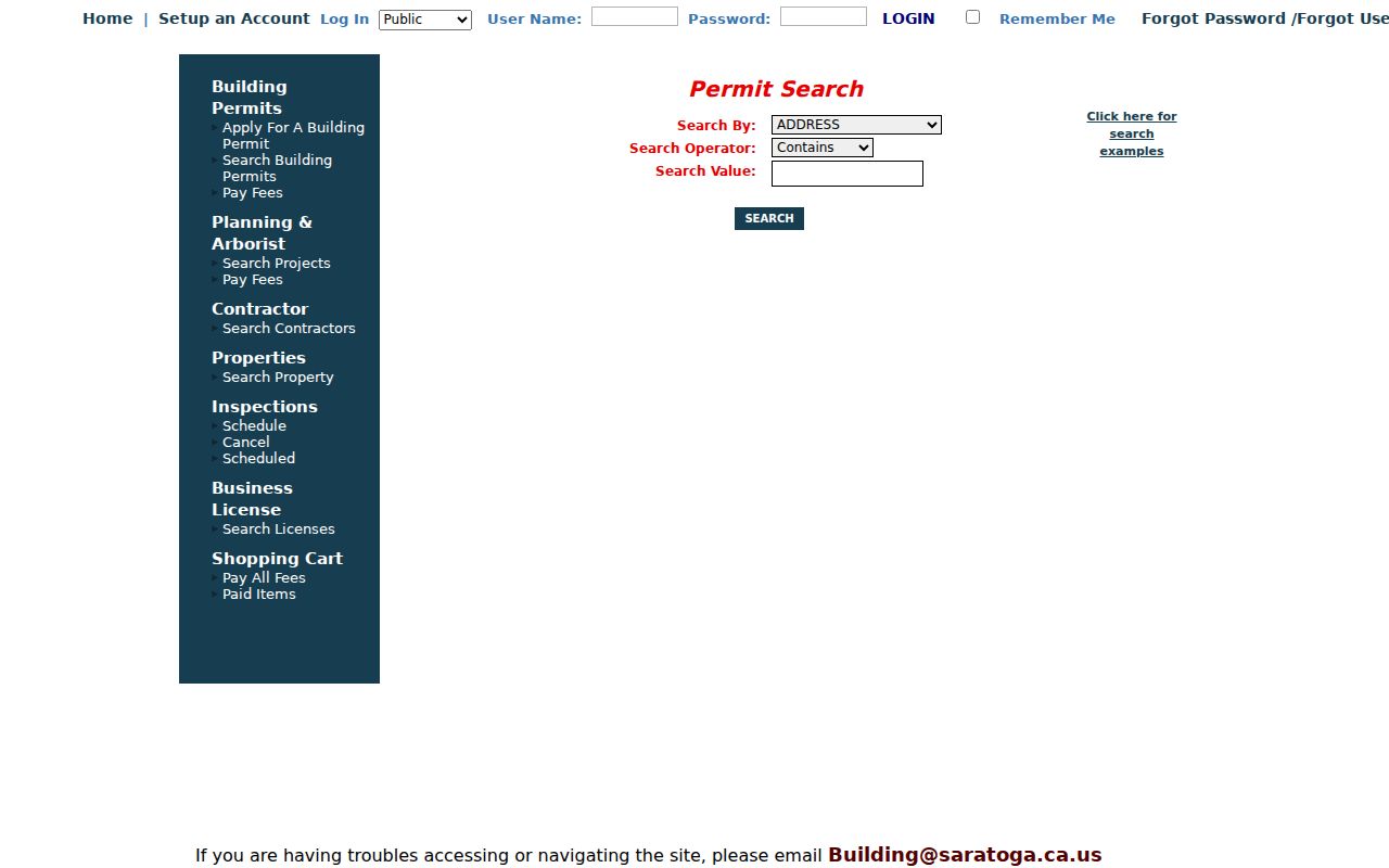 Saratoga people search eTRAKiT permit records