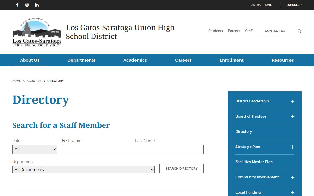 Saratoga people directories LGSUHSD staff filters