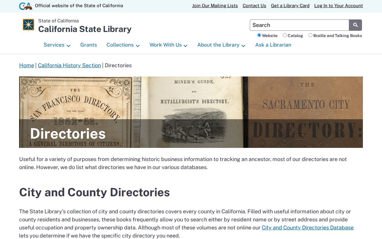 Saratoga people directories California State Library collection